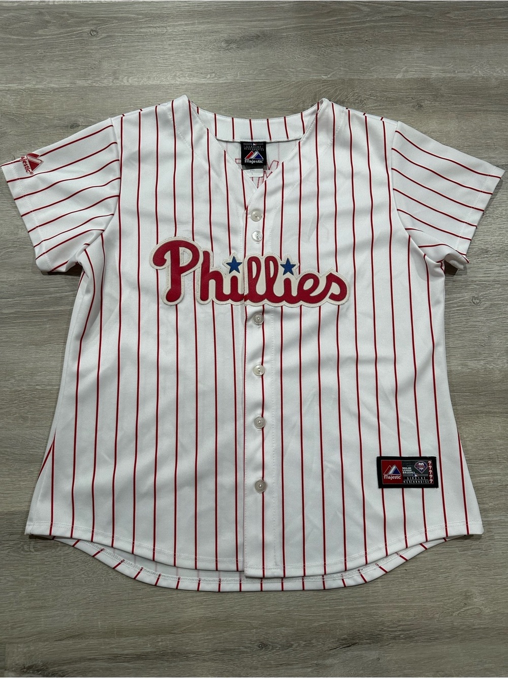 B57 Vintage Philadelphia Phillies Jersey 90s Womens L Large Majestic Cole Hamels